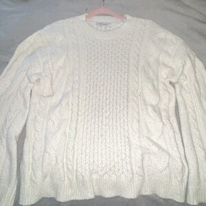 Francesca's Cream Cable Knit Sweater with Bell Sleeves